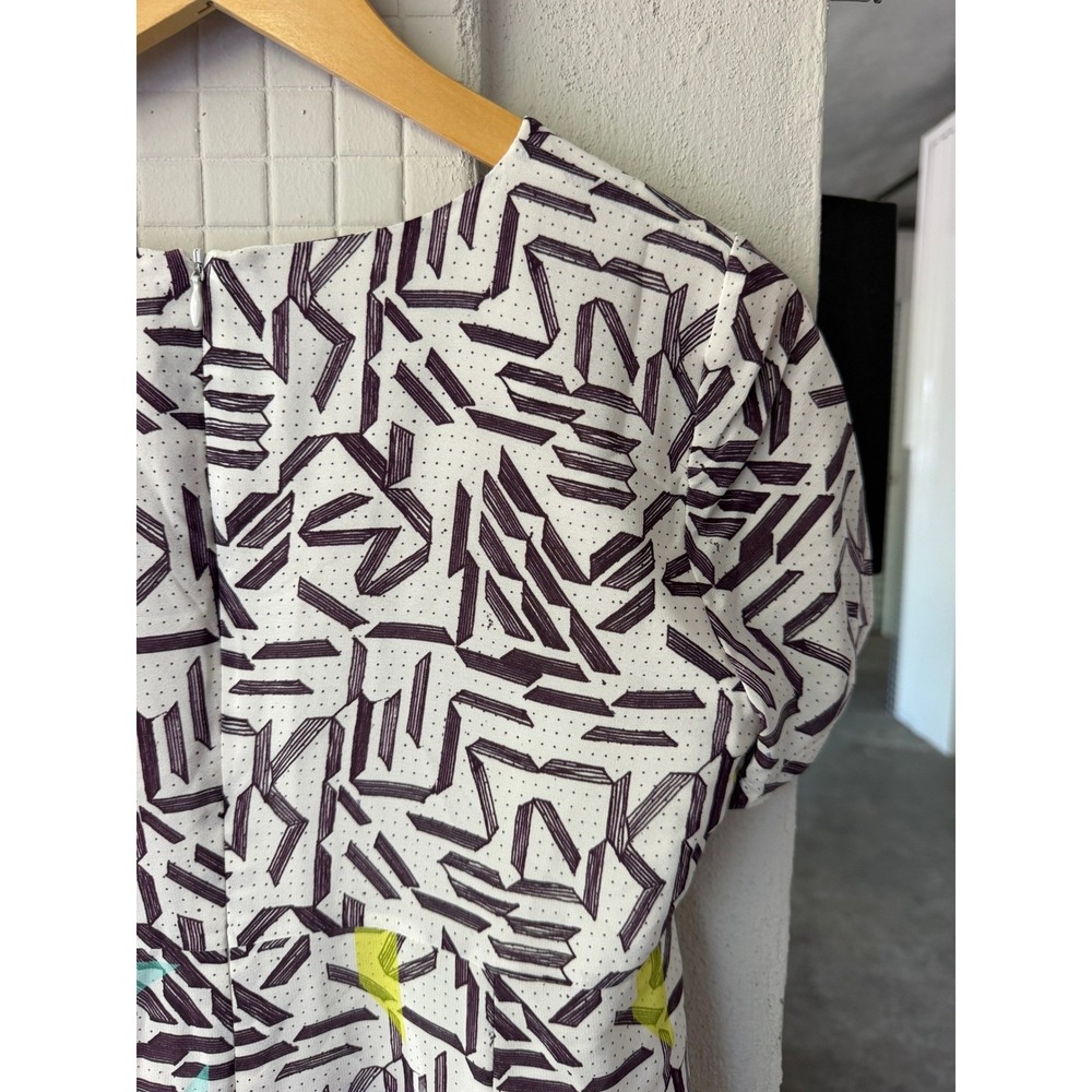 Amanda Uprichard 100% Silk Abstract Geometric Rainbow Border Shift Dress Women P - Picture 6 of 10